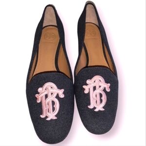 Tory BURCH Wool Embroidered Accent Loafers